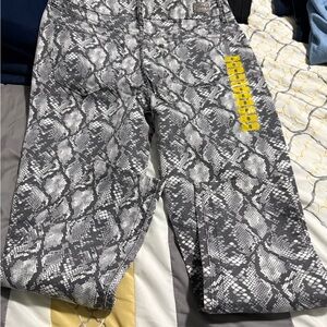 Gray Snake Print Ankle Jeans